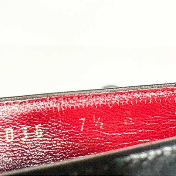 Salvatore Ferragamo Black Leather Penny Loafers Red Interior Size 7.5 Women’s - Picture 7 of 7
